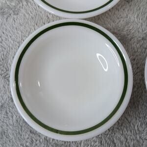 8 Vintage Pyrex Double Tough 4 5/8" Fruit Sauce Prep Bowls‎ #17 Green Stripe